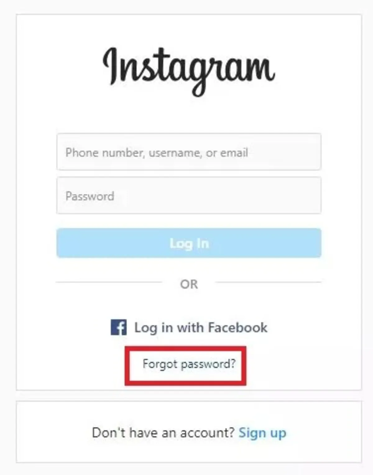 روی "Forgot password" یا اگر گوشی اندروید دارید "Get help logging in" بزنید