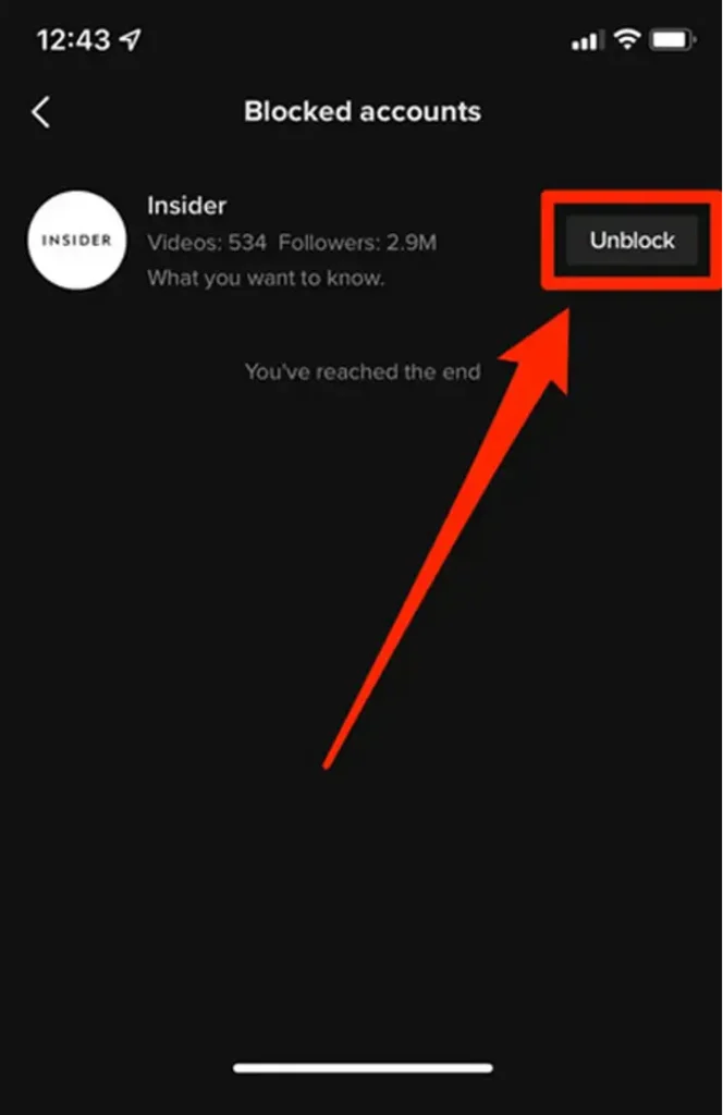 آموزش بلاک یا آنبلاک کردن کاربران در تیک تاک (TikTok) انبلاک یک کاربر در تیک تاک